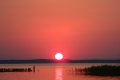 coucher de soleil sur le lac de Sanguinet